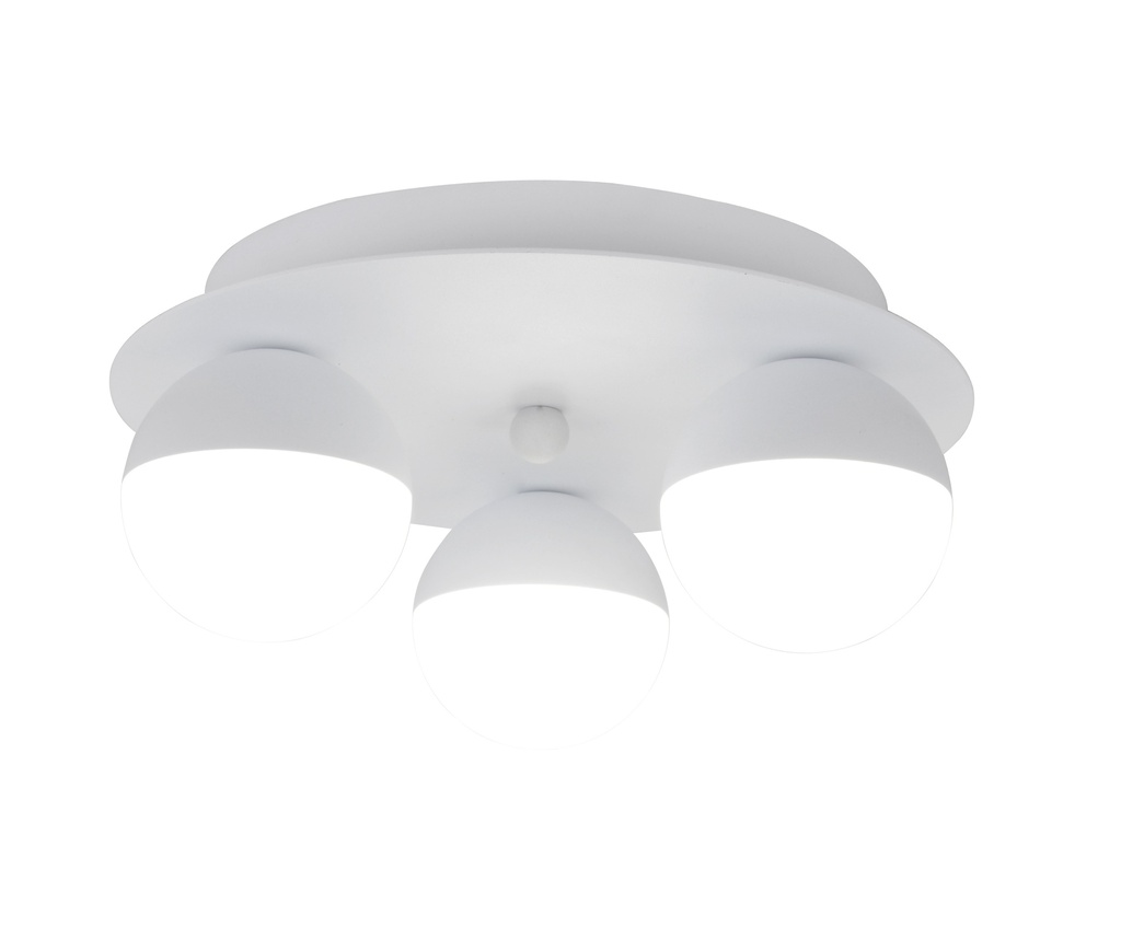 PLAFON DECORATIVO 25cms CON 3 LED DE  5W, ALUMINIO COLOR BLANCO Y ACRILICO CON TEMPERATURA DE LUZ DIMMABLE