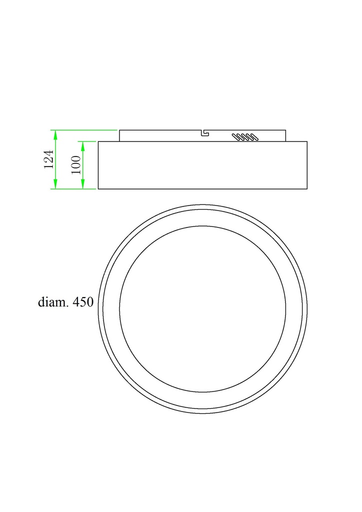PLAFON DE TECHO 45cms LED 32 W, ALUMINIO COLOR NEGRO CON DE LUZ CALIDA
