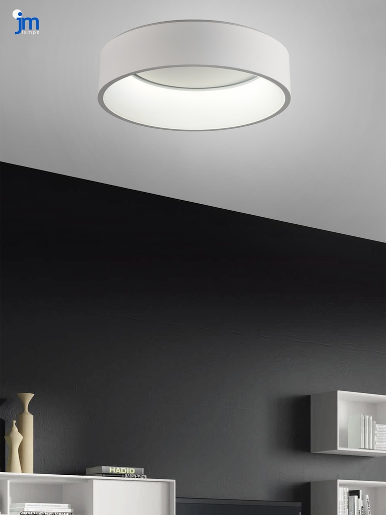 PLAFON DE TECHO 45cms LED 32 W, ALUMINIO COLOR BLANCO CON DE LUZ CALIDA