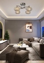 PLAFON COLOR DORADO DE 4 LUCES ,  COMPATIBLES CON BOMBILLA LED DE BASE G9, ALTURA 20CM, DIAMETRO 48CM