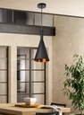 LAMPARA COLGANTE  ALTURA MAXIMA 130CM NEGRA INTERIOR DORADO DE 1 LUZ COMPATIBLE CON CUALQUIER BOMBILLA LED DE BASE E27,