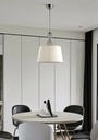 LAMPARA COLGANTE  CON BASE COLOR CUERO, ESTRUCTURA DE HIERRO Y CRISTAL  Y PANTALLA DE HILOS EN COLOR CREMA,  DE 1 LUZ COMPATIBLE CON BOMBILLA LED DE BASE E27, DIAMETRO 45CM ALTURA 75CM