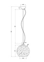 LAMPARA COLGANTE BASE COLOR CROMO  Y BOLA CRISTAL CROMADO DE 1 LUZ COMPATIBLE BOMBILLA LED DE BASE E27. ALTURA MAXIMA 125CM, DIAMETRO MAX 25CM
