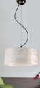 LAMPARA COLGANTE BASE MARRÓN  Y PANTALLA NACAR DE 1 LUZ COMPATIBLE BOMBILLA LED E27, ALTURA TOTAL REGULABLE 120CM DIAMETRO 45CM