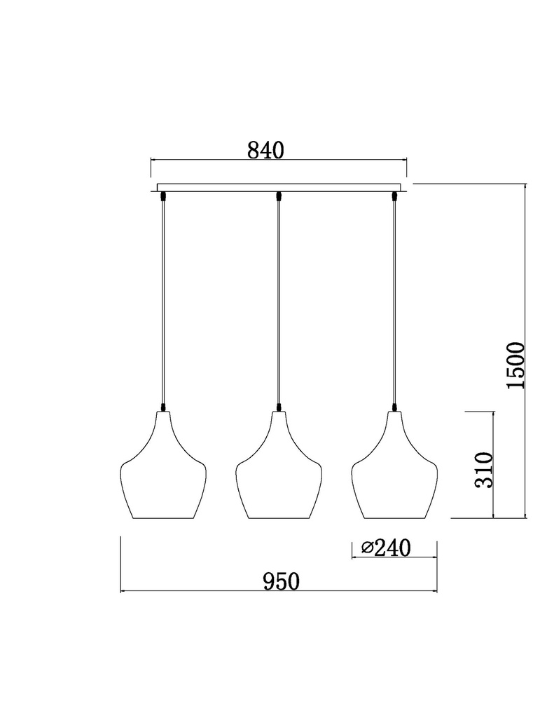LAMPARA COLGANTE BLANCA INTERIOR DORADO ALTURA TOTAL 130CM DE 3 LUCES COMPATIBLES CON CUALQUIER BOMBILLA LED DE BASE E27