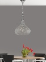 LAMPARA COLGANTE COLOR CROMO DE 4 LUCES ,  COMPATIBLES CON BOMBILLA LED DE BASE G9, ALTURA 100CM, DIAMETRO 33CM