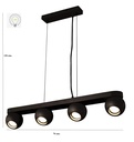 LAMPARA COLGANTE COLOR NEGRO DE 4 LUZ ORIENTABLE COMPATIBLE CON CUALQUIER BOMBILLA LED GU10,