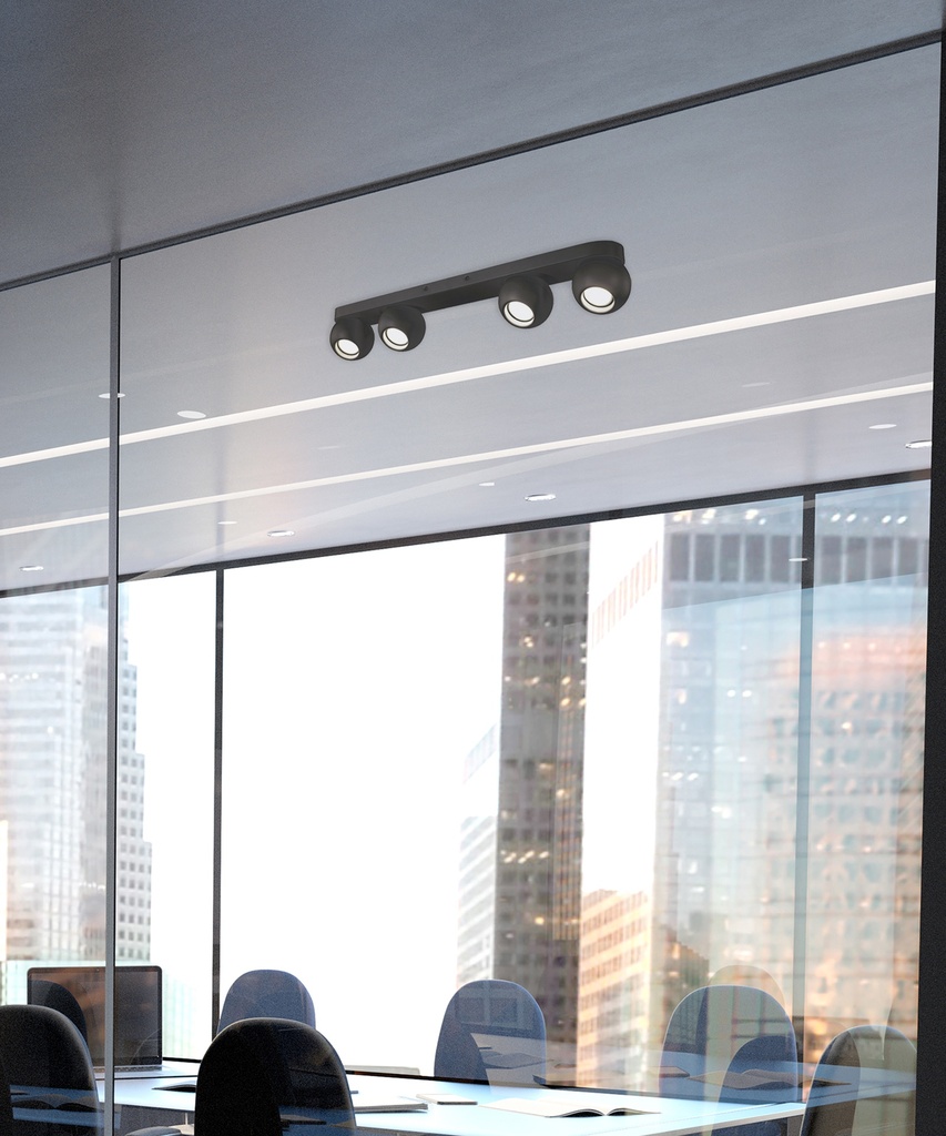 LAMPARA COLGANTE COLOR NEGRO DE 4 LUZ ORIENTABLE COMPATIBLE CON CUALQUIER BOMBILLA LED GU10,