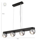 LAMPARA COLGANTE COLOR NEGRO Y PLATA DE 4 LUZ ORIENTABLE COMPATIBLE CON CUALQUIER BOMBILLA LED GU10,