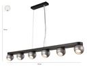 LAMPARA COLGANTE COLOR NEGRO Y PLATA DE 6 LUZ ORIENTABLE COMPATIBLE CON CUALQUIER BOMBILLA LED GU10,