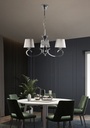 LAMPARA COLGANTE CON BASE COLOR CROMO, ESTRUCTURA DE HIERRO Y CRISTAL  Y PANTALLA DE HILOS EN COLOR PLATA,  DE 3 LUCES COMPATIBLE CON BOMBILLA LED DE BASE E14, ALTURA 75CM DIAMETRO 68CM