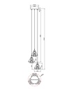 LAMPARA COLGANTE DECORATIVO NEGRA DE 3 LUCES CON BASE REDONDA, BOMBILLA LED DE BASE E27, ALTURA TOTAL REGULABLE 230CM, DIAMETRO 60CM