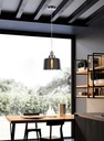 LAMPARA COLGANTE EN ALUMINIO COLOR CROMO Y CRISTAL EN TONO FUMÉ  DE 1 LUZ BOMBILLA LED DE BASE E27, ALTURA MAXIMA REGULABLE 150CM, CRISTAL 22CM DIAMETRO