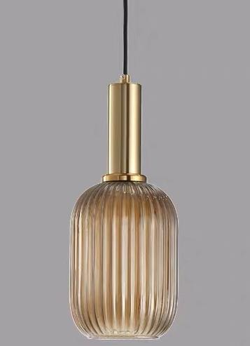 LAMPARA COLGANTE EN ALUMINIO Y CRISTAL EN TONO AMBAR  DE 1 LUZ COMPATIBLE CON BOMBILLA LED DE BASE E27, DIAMETRO 13CM, ALTURA 130CM