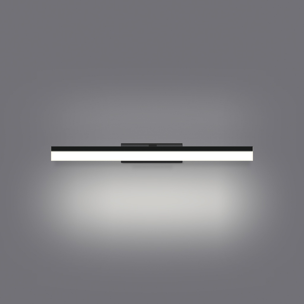 LAMPARA APLIQUE CUARTO DE BAÑO LED 12 W, ALUMINIO COLOR NEGRO CON TEMPERATURA DE LUZ CALIDA 3000K. 58X13X7