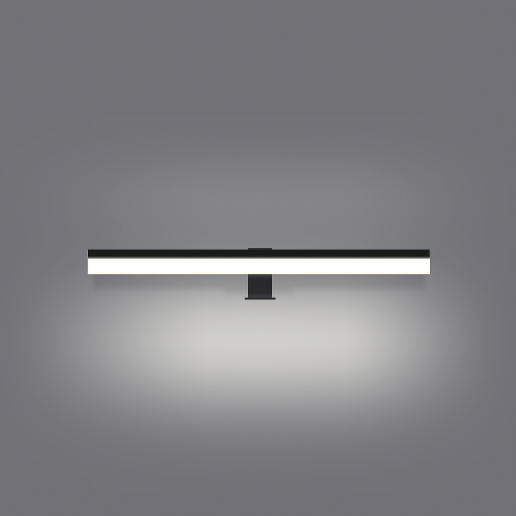 LAMPARA APLIQUE CUARTO DE BAÑO LED 16 W, ALUMINIO COLOR NEGRO CON TEMPERATURA DE LUZ CALIDA 3000K. 78X13X7
