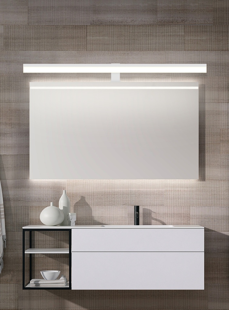 LAMPARA APLIQUE CUARTO DE BAÑO LED 19 W, ALUMINIO COLOR BLANCO CON TEMPERATURA DE LUZ CALIDA 3000K. 97X13X7