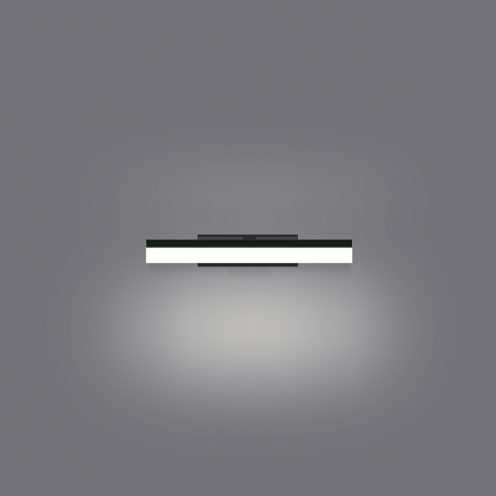 LAMPARA APLIQUE CUARTO DE BAÑO LED 7 W, ALUMINIO COLOR NEGRO CON TEMPERATURA DE LUZ CALIDA 3000K. 36X12X6