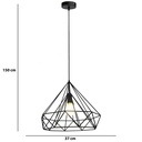 LAMPARA COLGANTE NEGRA ALTURA MAXIMA 150CM, DIAMETRO 37CM DE 1 LUZ COMPATIBLE CON CUALQUIER BOMBILLA LED DE BASE E27,