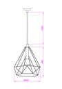 LAMPARA COLGANTE NEGRA ALTURA MAXIMA 150CM, DIAMETRO 45CM DE 1 LUZ BOMBILLA LED DE BASE E27,