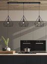LAMPARA COLGANTE NEGRA DE 3 LUCES BOMBILLA LED DE BASE E27, ALTURA 120CM, LONGITUD 83CM