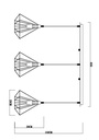 LAMPARA COLGANTE NEGRA DE 3 LUCES BOMBILLA LED DE BASE E27, ALTURA 120CM, LONGITUD 83CM
