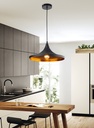 LAMPARA COLGANTE NEGRA INTERIOR DORADO ALTURA 120CM DE 1 LUZ COMPATIBLE CON CUALQUIER BOMBILLA LED DE BASE E27