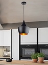 LAMPARA COLGANTE NEGRA INTERIOR DORADO ALTURA 130CM DE 1 LUZ COMPATIBLE CON CUALQUIER BOMBILLA LED DE BASE E27