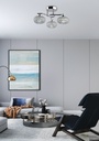 PLAFON COLOR CROMO DE 3 LUCES ,  COMPATIBLES CON BOMBILLA LED DE BASE G9, ALTURA 20CM, DIAMETRO 40CM