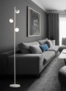 PIE DE SALON DECORATIVO ALTURA 165 cms  CON 3 LED DE  5W, ALUMINIO COLOR BLANCO Y ACRILICO MATE, CON TEMPERATURA DE LUZ DIMMABLE,CON CLASE DE EFICIENCIA ENERGETICA A++