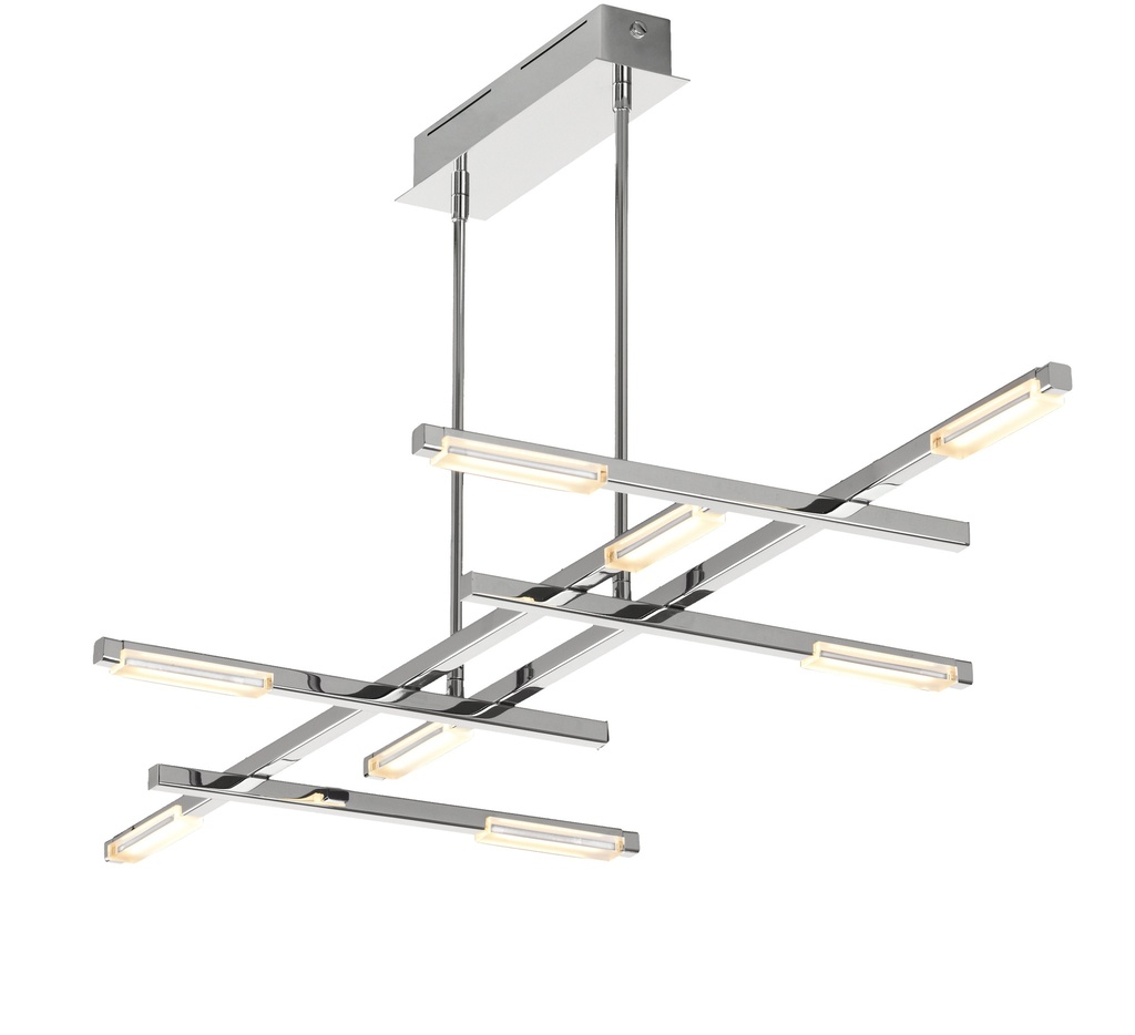 LAMPARA DE TECHO LED 36 W, ALUMINIO COLOR CROMO CON TEMPERATURA DE LUZ CALIDA 2700K, TAMAÑO 120cms.,  TUBOS EXTENSIBLES 32CM A 34CM