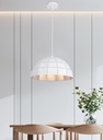 LAMPARA COLGANTE SUPERFICIE BLANCA E INTERIOR PLATA DE 1 LUZ COMPATIBLE CON BOMBILLA LED DE BASE E27, DIAMETRO 40CM ALTURA 130CM