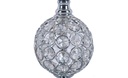 LAMPARA DE MESA CON 1 LUZ E-27, ESTRUCTURA DE HIERRO Y CRISTAL  Y PANTALLA DE HILOS EN COLOR PLATA, ALTURA 45CM, DIAMETRO 25