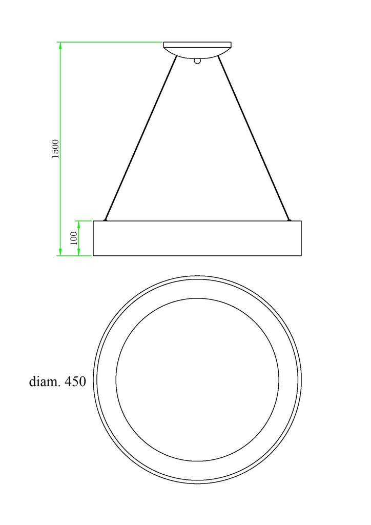 LAMPARA DE TECHO COLGANTE 45cms LED 32 W, ALUMINIO COLOR BLANCO CON LUZ CALIDA
