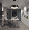 LAMPARA DE TECHO COLGANTE 60cms LED 32 W, ALUMINIO COLOR NEGRO CON LUZ CALIDA