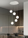 LAMPARA DE TECHO DECORATIVA 25 cms., CABLE EXTENSIBLE MAX. 1500 mms CON 5 LED DE  5W, ALUMINIO COLOR BLANCO Y ACRILICO CON TEMPERATURA DE LUZ DIMMABLE