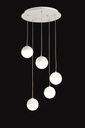 LAMPARA DE TECHO DECORATIVA 25 cms., CABLE EXTENSIBLE MAX. 1500 mms CON 5 LED DE  5W, ALUMINIO COLOR BLANCO Y ACRILICO CON TEMPERATURA DE LUZ DIMMABLE