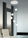 LAMPARA DE TECHO DECORATIVA 25 cms., CABLE EXTENSIBLE MAX. 1500 mms CON 5 LED DE  5W, ALUMINIO COLOR BLANCO Y ACRILICO CON TEMPERATURA DE LUZ DIMMABLE