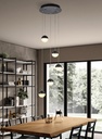 LAMPARA DE TECHO DECORATIVA 25 cms., CABLE EXTENSIBLE MAX. 1500 mms CON 5 LED DE  5W, ALUMINIO COLOR NEGRO Y ACRILICO CON TEMPERATURA DE LUZ DIMMABLE