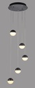 LAMPARA DE TECHO DECORATIVA 25 cms., CABLE EXTENSIBLE MAX. 1500 mms CON 5 LED DE  5W, ALUMINIO COLOR NEGRO Y ACRILICO CON TEMPERATURA DE LUZ DIMMABLE