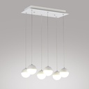 LAMPARA DE TECHO DECORATIVA 40 cms., CABLE EXTENSIBLE MAX. 1500 mms. CON 6 LED DE  5W, ALUMINIO COLOR BLANCO Y ACRILICO CON TEMPERATURA DE LUZ DIMMABLE