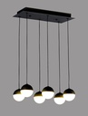 LAMPARA DE TECHO DECORATIVA 40 cms., CABLE EXTENSIBLE MAX. 1500 mms. CON 6 LED DE  5W, ALUMINIO COLOR NEGRO Y ACRILICO CON TEMPERATURA DE LUZ DIMMABLE