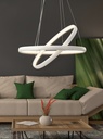LAMPARA DE TECHO DECORATIVA LED 57 W, CON DOBLE ARO DE ALUMINIO COLOR BLANCO CON TEMPERATURA DE LUZ INTERMEDIA 4000K, ALTURA MAXIMA REGULABLE 130CM, DIAMETRO 60CM
