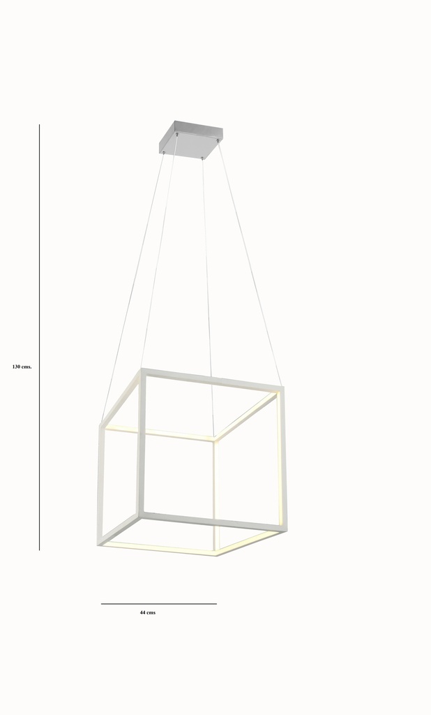 LAMPARA DE TECHO DECORATIVA, 44cms LED 53 W, ALUMINIO COLOR BLANCO CON TEMPERATURA DE LUZ MEDIA 4000K