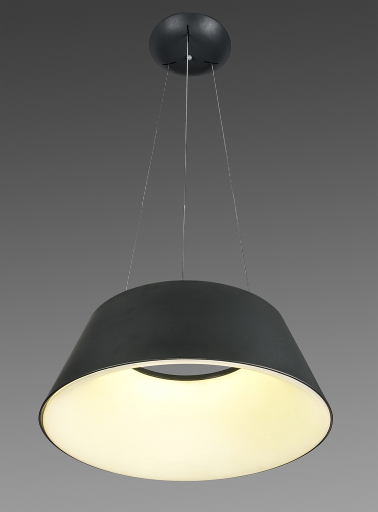 LAMPARA DE TECHO DECORATIVA, 45cms LED 36 W, ALUMINIO COLOR NEGRO CON TEMPERATURA DE LUZ INTERMEDIA 4000K
