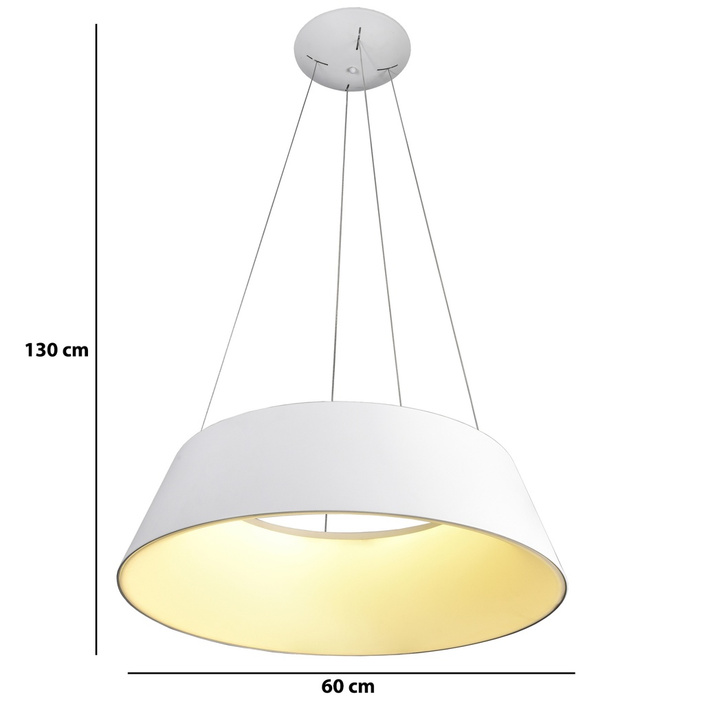 LAMPARA DE TECHO DECORATIVA, 60cms LED 36 W, ALUMINIO COLOR BLANCO CON TEMPERATURA DE LUZ INTERMEDIA 4000K