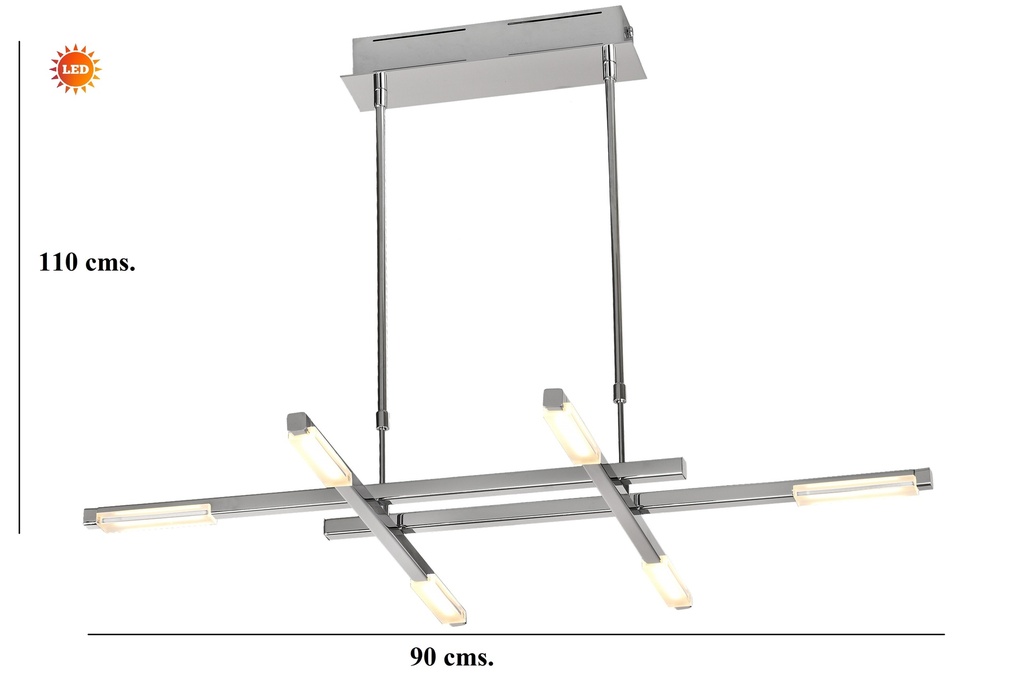 LAMPARA DE TECHO LED 27 W, ALUMINIO COLOR CROMO CON LUZ CALIDA 2700K, TAMAÑO 90CM, EXTENSIBLE DE 32 A 34CM