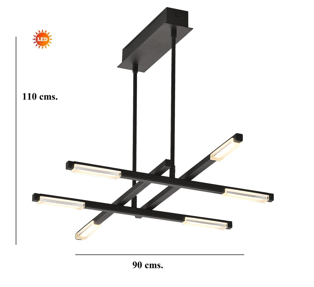LAMPARA DE TECHO LED 27 W, ALUMINIO COLOR NEGRO CON LUZ CALIDA 2700K, TAMAÑO 90CM, EXTENSIBLE DE 32 A 34CM