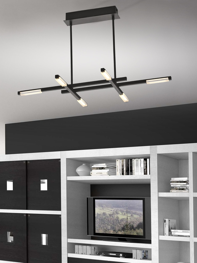LAMPARA DE TECHO LED 27 W, ALUMINIO COLOR NEGRO CON LUZ CALIDA 2700K, TAMAÑO 90CM, EXTENSIBLE DE 32 A 34CM