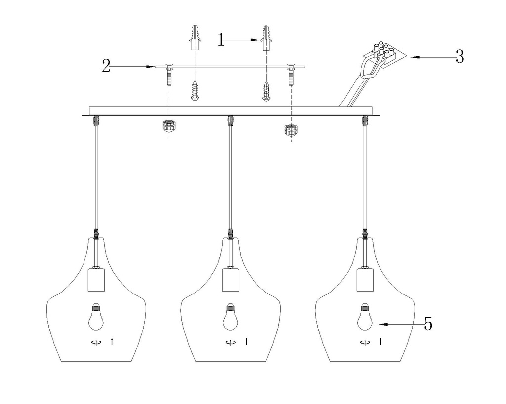 LAMPARA COLGANTE NEGRA INTERIOR DORADO ALTURA TOTAL 130CM DE 3 LUCES COMPATIBLES CON CUALQUIER BOMBILLA LED DE BASE E27